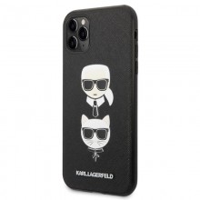 Karl Lagerfeld Saffiano Karl & Choupette Heads - Etui iPhone 11 Pro (czarny)