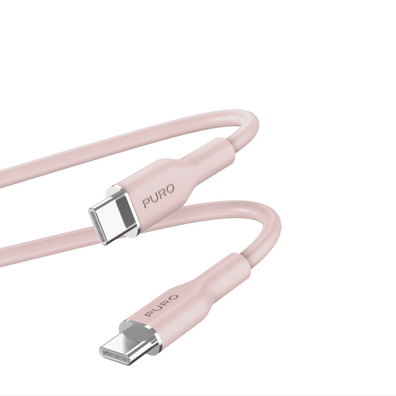 PURO ICON Soft Cable – Kabel USB-C do USB-C 1.5 m (Dusty Pink)