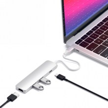 Satechi Aluminium Adapter Slim - aluminiowy adapter do urządzeń moblinych USB-C (USB-C, 4K HDMI, 2x USB-A) (silver)