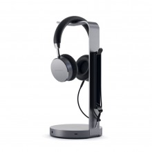 Satechi Aluminium USB-C Headphone stand - uniwersalna podstawka do słuchawek nausznych (USB-A, jack port) (space gray)