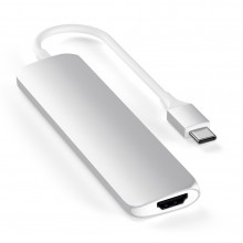 Satechi Aluminium Adapter Slim - aluminiowy adapter do urządzeń moblinych USB-C (USB-C, 4K HDMI, 2x USB-A) (silver)