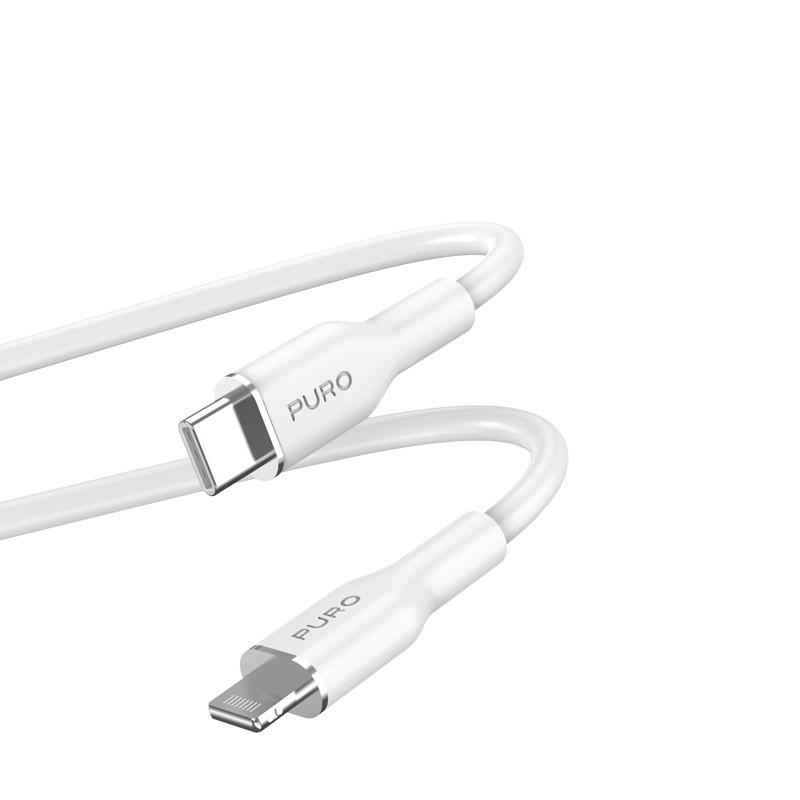 PURO ICON Soft Cable – Kabel USB-C do Lightning MFi 1.5 m (White)