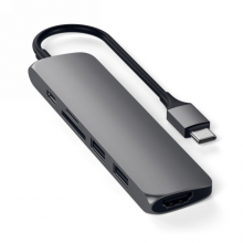 Satechi Aluminium Adapter Slim v2 - aluminiowy adapter podróżny do urządzeń mobilnych USB-C (USB-C, 2x USB-A, 4K HDMI, czytnik k