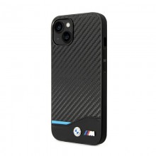 BMW Leather Carbon Blue Line – Etui iPhone 14 (Czarny)